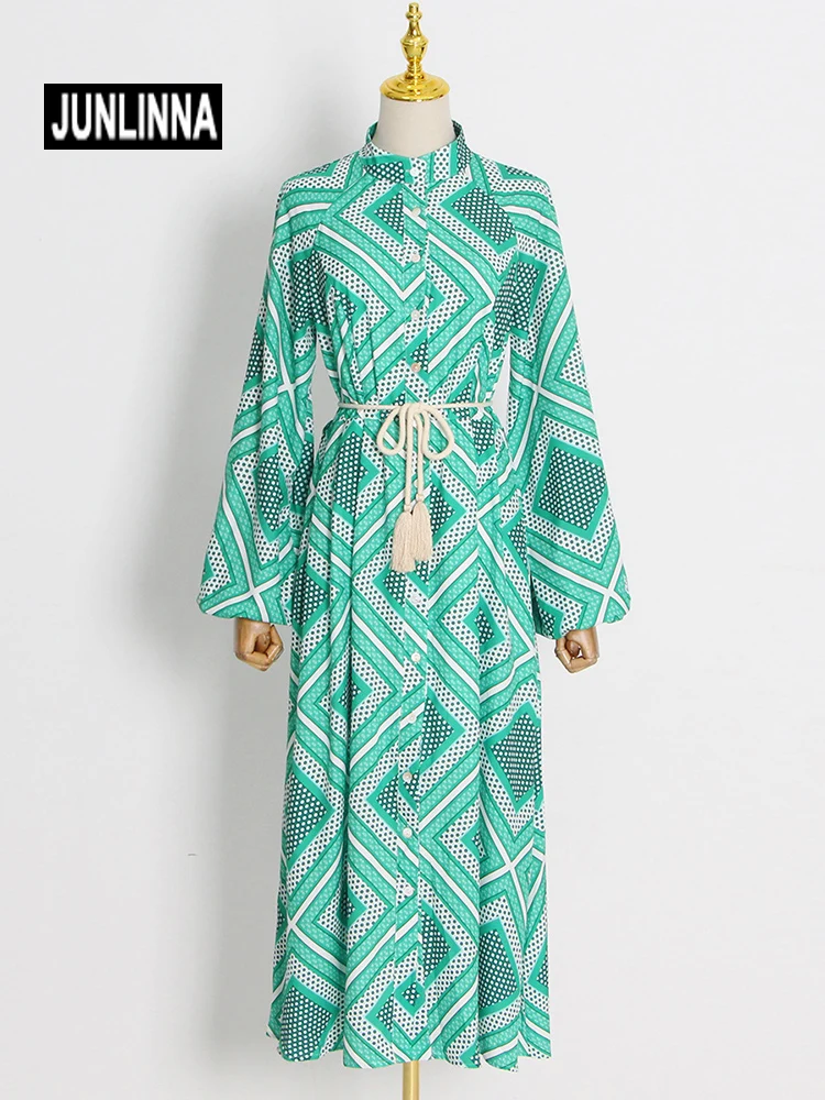 JUNLINNA Bohemian Dress Women Spring Autumn Dot Geometric Printed Expansion Midi Vestidos Party Vacation Casual Wear
JUNLINNA Bohemian Dress Women Spring Autumn Dot Geometric Printed Expansion Midi Vestidos Party Vacation Casual Wear