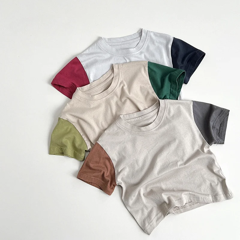 Summer Children Contrast Color Short Sleeve T-shirt Boys Girls Soft Loose Cotton Tees Kids Outfits
Summer Children Contrast Color Short Sleeve T-shirt Boys Girls Soft Loose Cotton Tees Kids Outfits