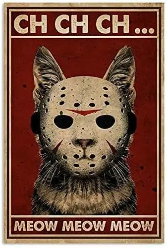 Noete Horror Jason Cat Meow Металлический плакат Настенный декор для него Страна Домашний