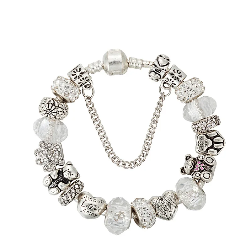 Creative Hot Crystal String Beads Bracelet Women's Charm Bracelet DIY Bear Love Heart Jewelry Couple Gift Bangles for Women
Creative Hot Crystal String Beads Bracelet Women's Charm Bracelet DIY Bear Love Heart Jewelry Couple Gift Bangles for Women