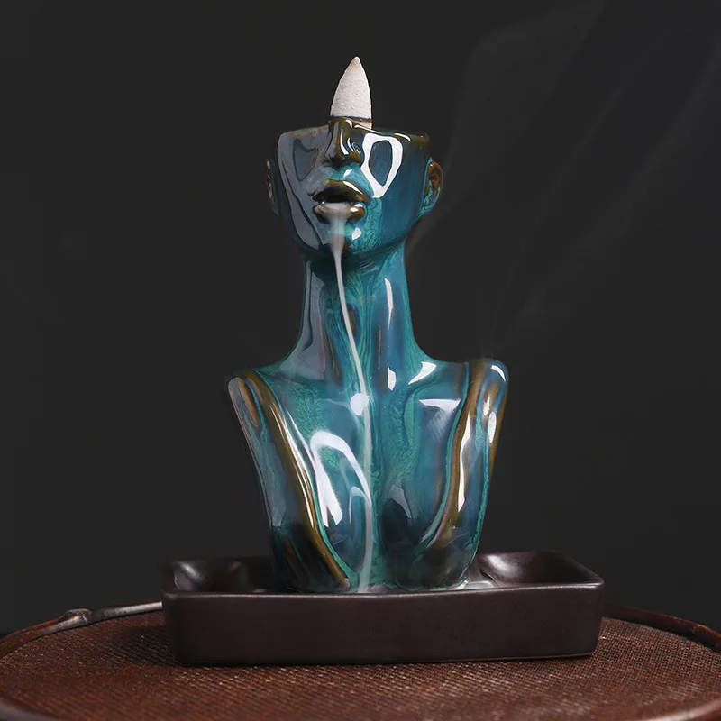 Ceramic European and American beauty statue reverse flow incense burner Creative incense burner home decoration
Ceramic European and American beauty statue reverse flow incense burner Creative incense burner home decoration