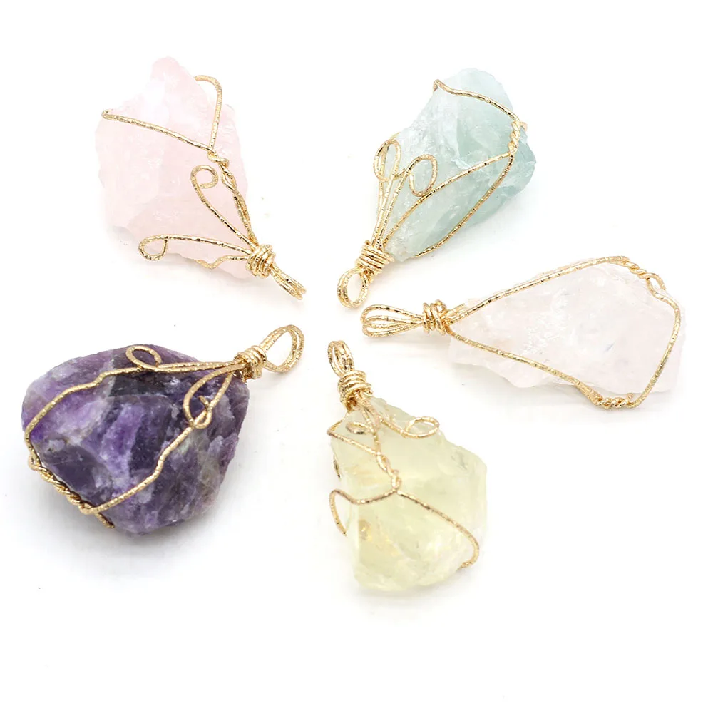 yachu Rose Quartz Citrine Amethyst Natural Stone Irregular Winding Gold Wire Pendant Jewelry MakingDIYNecklace Earring Gift Deco
yachu Rose Quartz Citrine Amethyst Natural Stone Irregular Winding Gold Wire Pendant Jewelry MakingDIYNecklace Earring Gift Deco