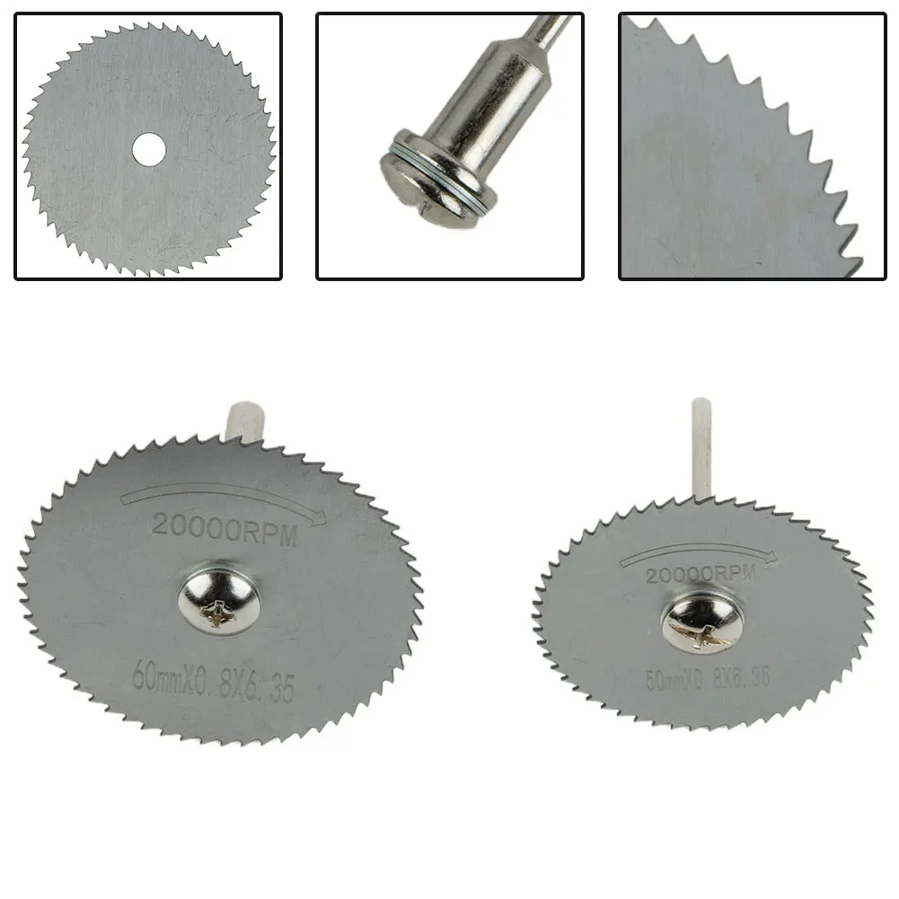 

1pcs 50/60mm HSS Mini Circular Saw Blades With Connecting Rod For Woodworking Cutting Discs Rotary Tool Cutting Wood Metal