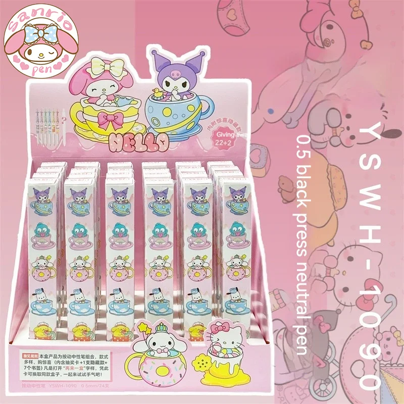 Новинка, 24 шт., прессованная гелевая ручка Sanrio полакко, высокая ценность, ручка для письма для студентов, 0,5 мм, черная, моя мелодия, Kuromi, Мультяшные канцелярские принадлежности для офиса
Новинка, 24 шт., прессованная гелевая ручка Sanrio полакко, высокая ценность, ручка для письма для студентов, 0,5 мм, черная, моя мелодия, Kuromi, Мультяшные канцелярские принадлежности для офиса