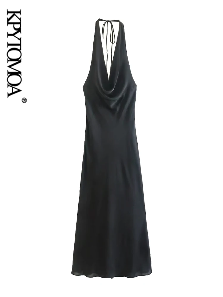 KPYTOMOA Women Fashion With Tied Flowy Draped Midi Dress Vintage Halter Neck Sleeveless Female Dresses Vestidos Mujer
KPYTOMOA Women Fashion With Tied Flowy Draped Midi Dress Vintage Halter Neck Sleeveless Female Dresses Vestidos Mujer