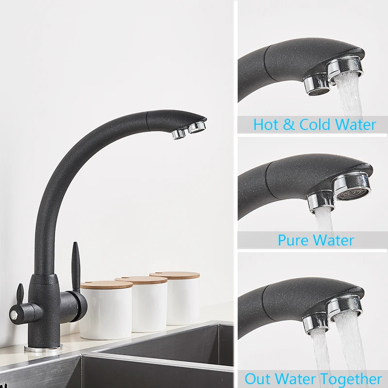 Black Drinking Water Kitchen Faucets Chrome 360 Rotate Pure Water Filter Faucet Double Handle Water Purification Mixer Tap
Black Drinking Water Kitchen Faucets Chrome 360 Rotate Pure Water Filter Faucet Double Handle Water Purification Mixer Tap