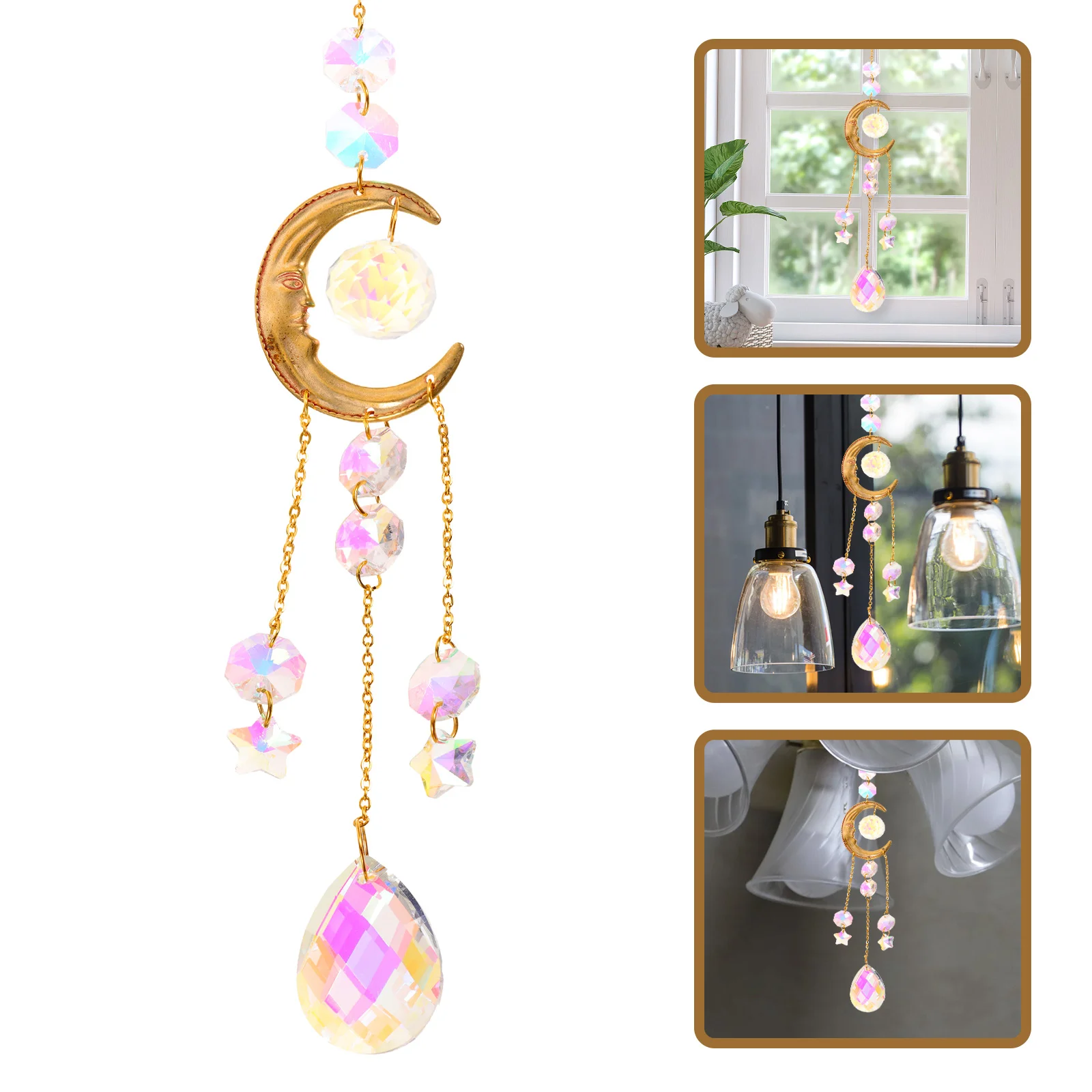 

Crystal Hanging Suncatcher Decor Sun Catcher Garden Moon Pendant Window Prism Rainbow Catchers Ornament Prisms Ornaments