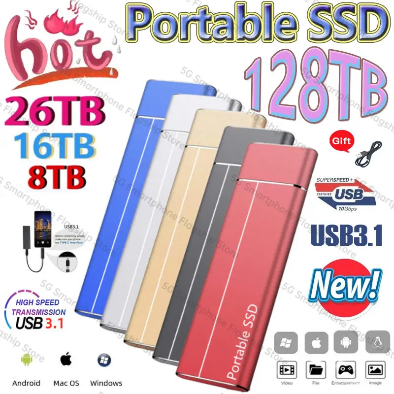 Высокоскоростной 8 ТБ 16 Тб SSD жесткий диск 128 ТБ портативный внешний твердотельный жесткий диск USB3.1 интерфейс мобильный жесткий диск для ноу...
Высокоскоростной 8 ТБ 16 Тб SSD жесткий диск 128 ТБ портативный внешний твердотельный жесткий диск USB3.1 интерфейс мобильный жесткий диск для ноу...