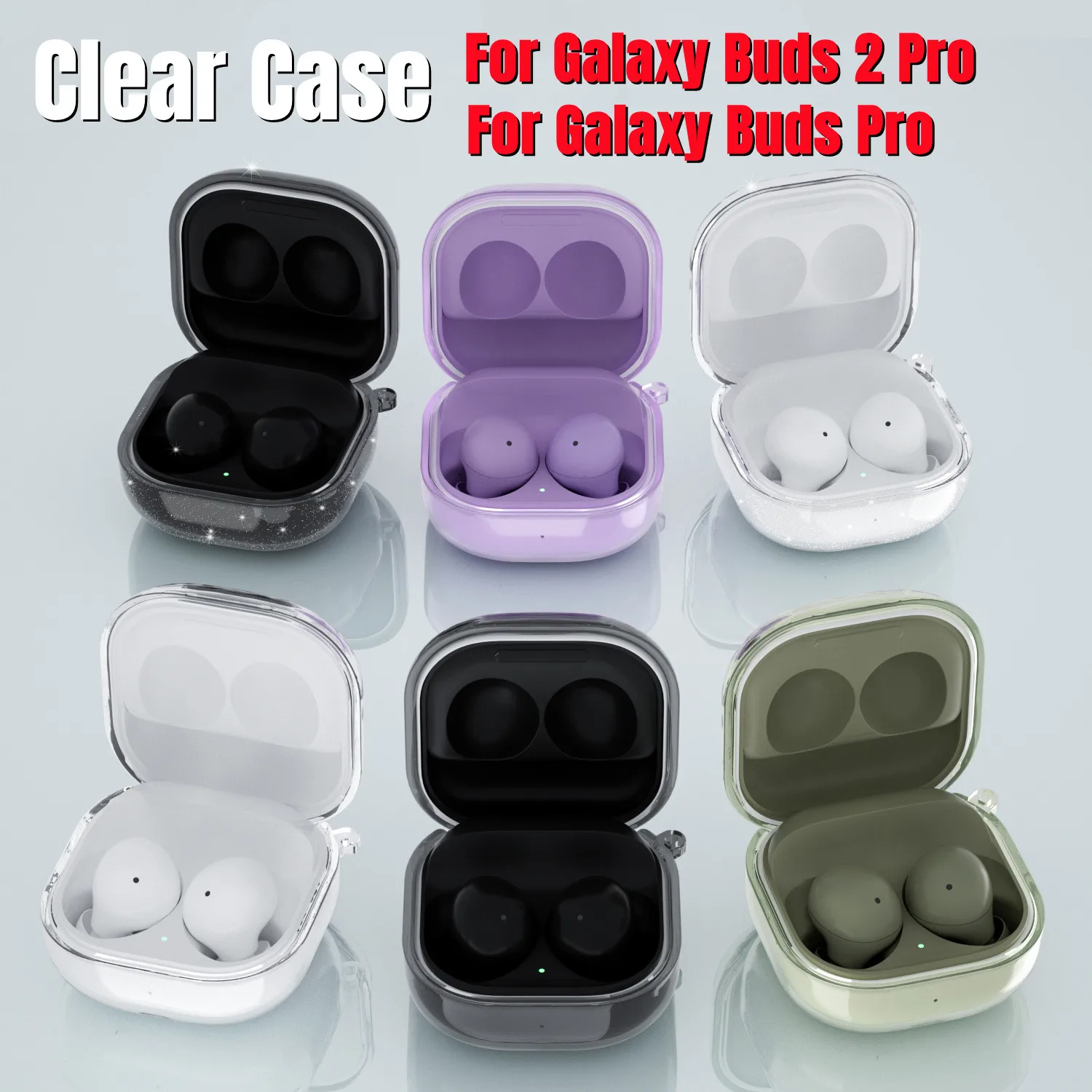 

Transparent Case For Samsung Galaxy Buds 2 Pro / BudsPro /Buds Live / Buds2 /2pro Glitter Bluetooth Headset Earphone Clear Cover