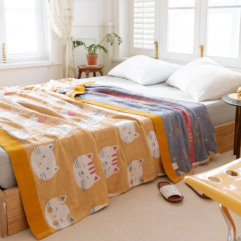 Cartoon Series Cotton Towel Blanket Soft Skin-friendly Home Office Gauze Blanket Summer Portable Cover Blanket Quilt 
Cartoon Series Cotton Towel Blanket Soft Skin-friendly Home Office Gauze Blanket Summer Portable Cover Blanket Quilt