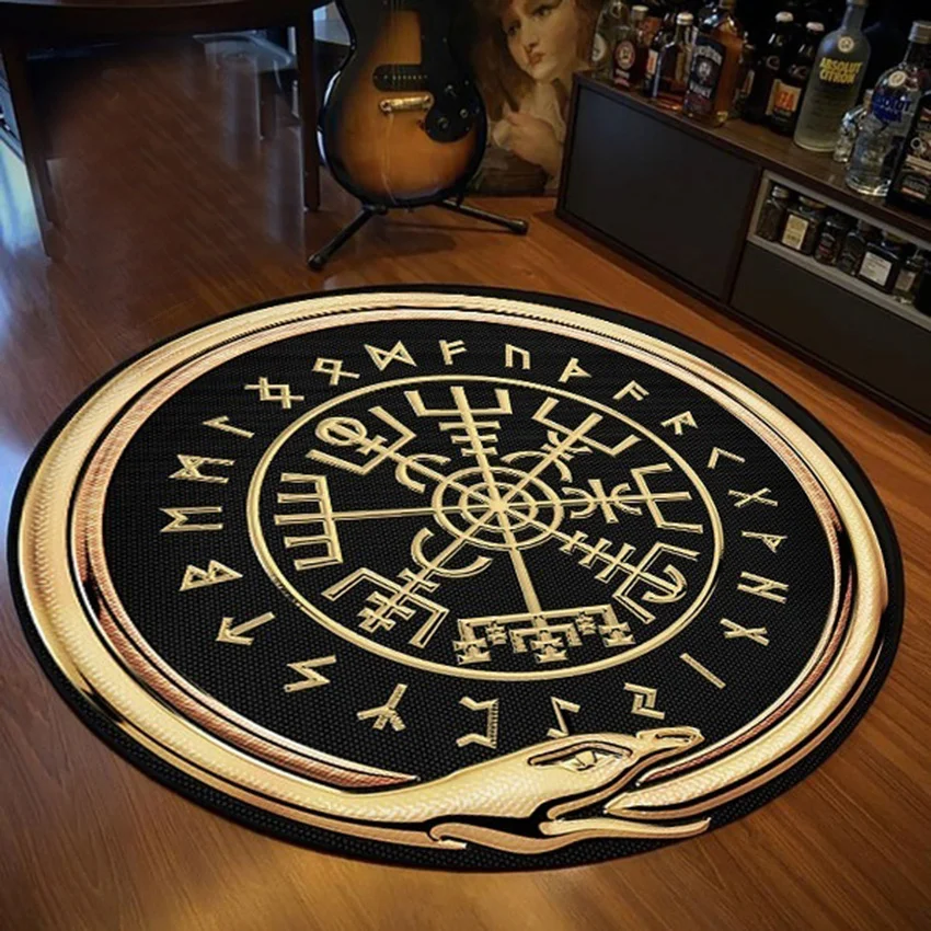 

Personalized Rug Round Carpet Satanic Cat Goat Impaled Throne Area Atheist Carpet Bath Mat Black Mat Living Room Home Decoration