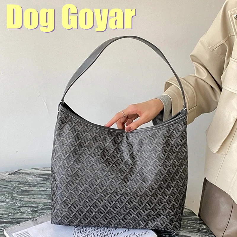 

Dog Goya Totes bag Women bag Genuine leather hobo zipper Single shoulder Highest quality shoulde tote single-sided Real handbag