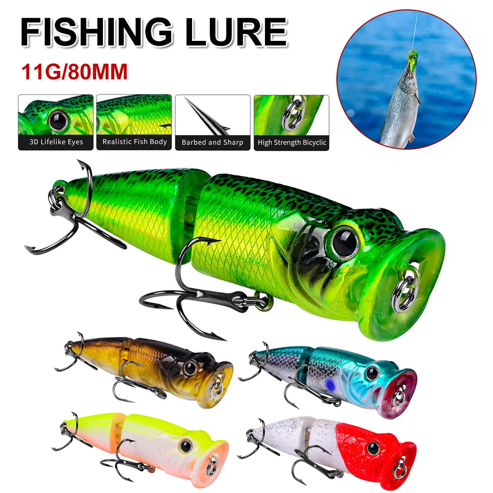 1Pc Fishing Lures 8cm/11g Topwater Popper 5 Colors Fishing Bait 3D Eye Artificial Wobblers Fishing Tackle With 6# Trebles
1Pc Fishing Lures 8cm/11g Topwater Popper 5 Colors Fishing Bait 3D Eye Artificial Wobblers Fishing Tackle With 6# Trebles