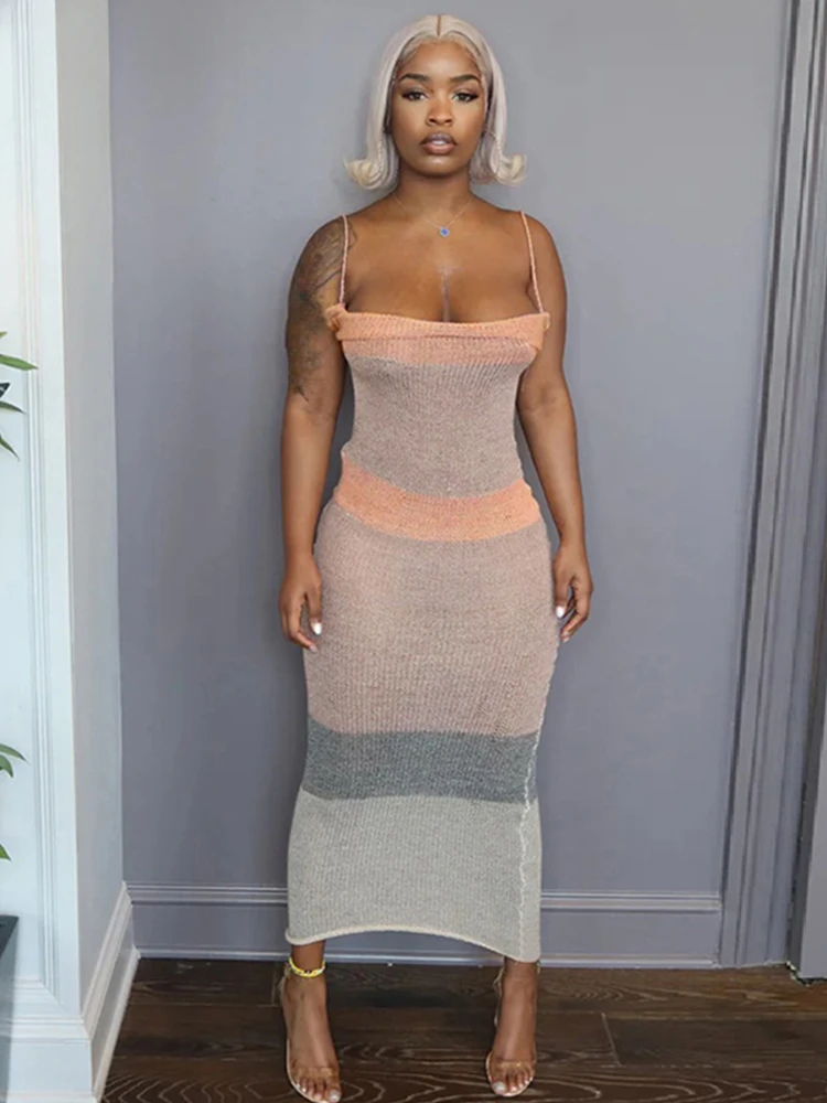 Colorful Sexy Backless Dress Women Knit Low-Neck Stretch Sleeveless Elegant Trend Long Bodycon Sumdress Vestidos Sexy Dress
Colorful Sexy Backless Dress Women Knit Low-Neck Stretch Sleeveless Elegant Trend Long Bodycon Sumdress Vestidos Sexy Dress