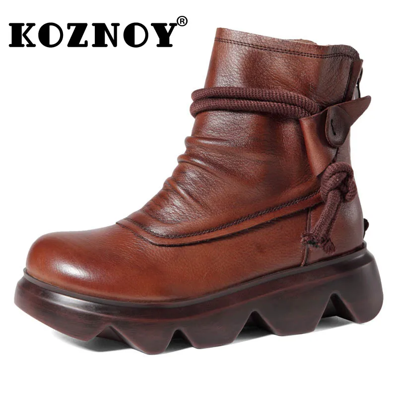 Koznoy 5cm Vintage Platform Wedge Natural Genuine Leather Spring Autumn Ankle Boots Fashion Woman ZIP Non Slip Waterproof Shoes
Koznoy 5cm Vintage Platform Wedge Natural Genuine Leather Spring Autumn Ankle Boots Fashion Woman ZIP Non Slip Waterproof Shoes