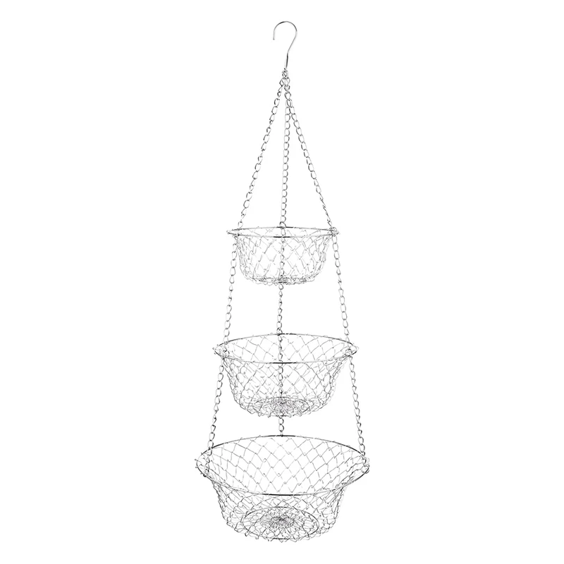 2X 3 Tier Fruit Basket, Vegetable Kitchen Storage Basket Chain Hanging Space Saving Fruits, Plants Storage Basket
2X 3 Tier Fruit Basket, Vegetable Kitchen Storage Basket Chain Hanging Space Saving Fruits, Plants Storage Basket