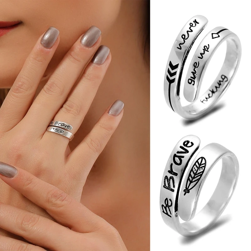 Be Brave Ring Never Give Up Jewelry Engraving Adjustable Size Open Ring Personality Encouragement Gift for Women Teens
Be Brave Ring Never Give Up Jewelry Engraving Adjustable Size Open Ring Personality Encouragement Gift for Women Teens