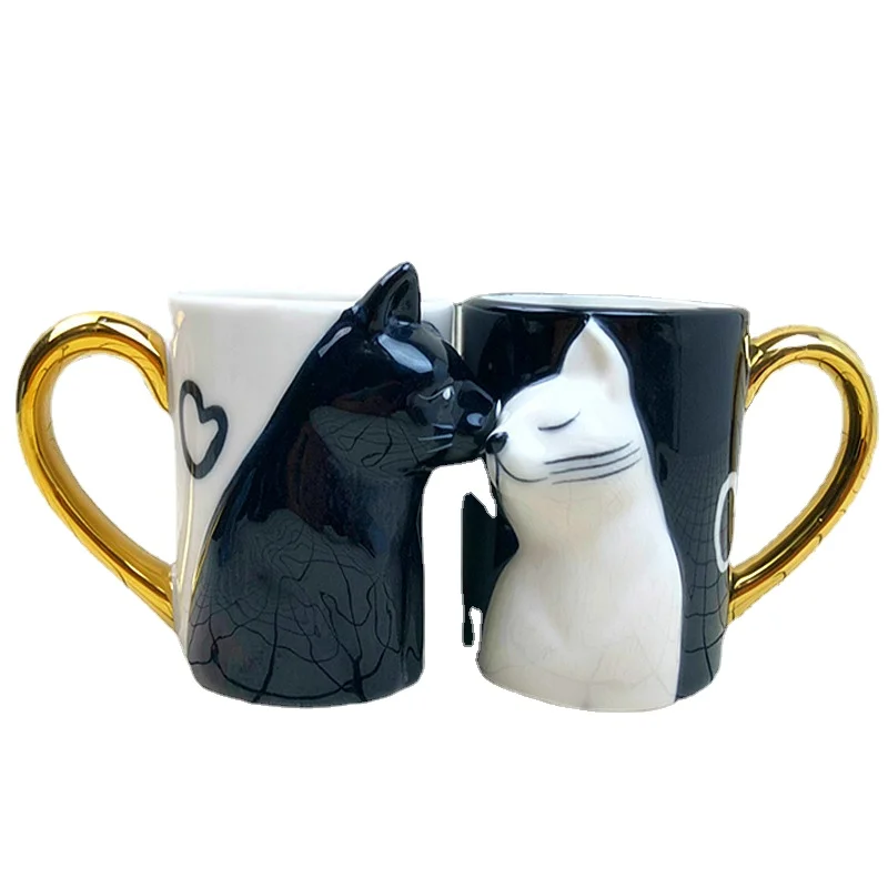 Stereo Cat Couple Ceramic Mug Black and White Cat Kisses Cat One Pair of Mugs Wedding Housewarming Couple Gift
Stereo Cat Couple Ceramic Mug Black and White Cat Kisses Cat One Pair of Mugs Wedding Housewarming Couple Gift