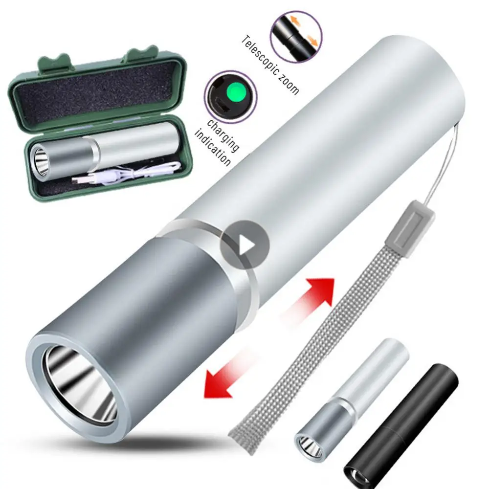 Strong Light Rechargable Mini LED Flashlight 3 Lighting Modes Waterproof Telescopic Powerful Flashlight Outdoor Zoom Torch Home
Strong Light Rechargable Mini LED Flashlight 3 Lighting Modes Waterproof Telescopic Powerful Flashlight Outdoor Zoom Torch Home