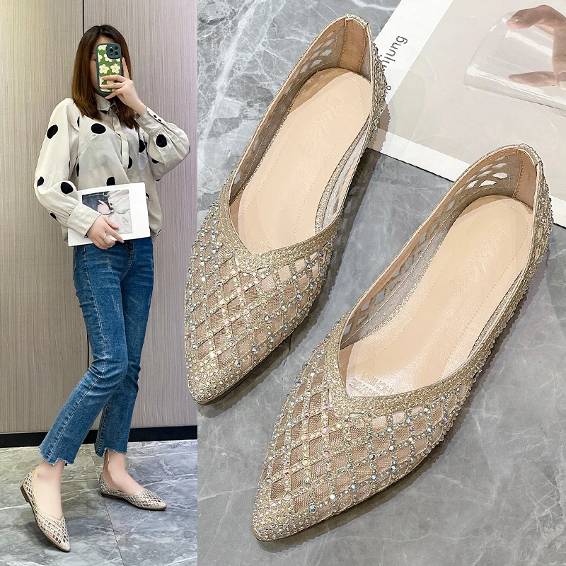 2022 Summer Sandals Women Pointed Toe Flats Bling Air Mesh Shoes Flats Woman Soft Comfortable Casual Flats Slip on Shoes Female
2022 Summer Sandals Women Pointed Toe Flats Bling Air Mesh Shoes Flats Woman Soft Comfortable Casual Flats Slip on Shoes Female