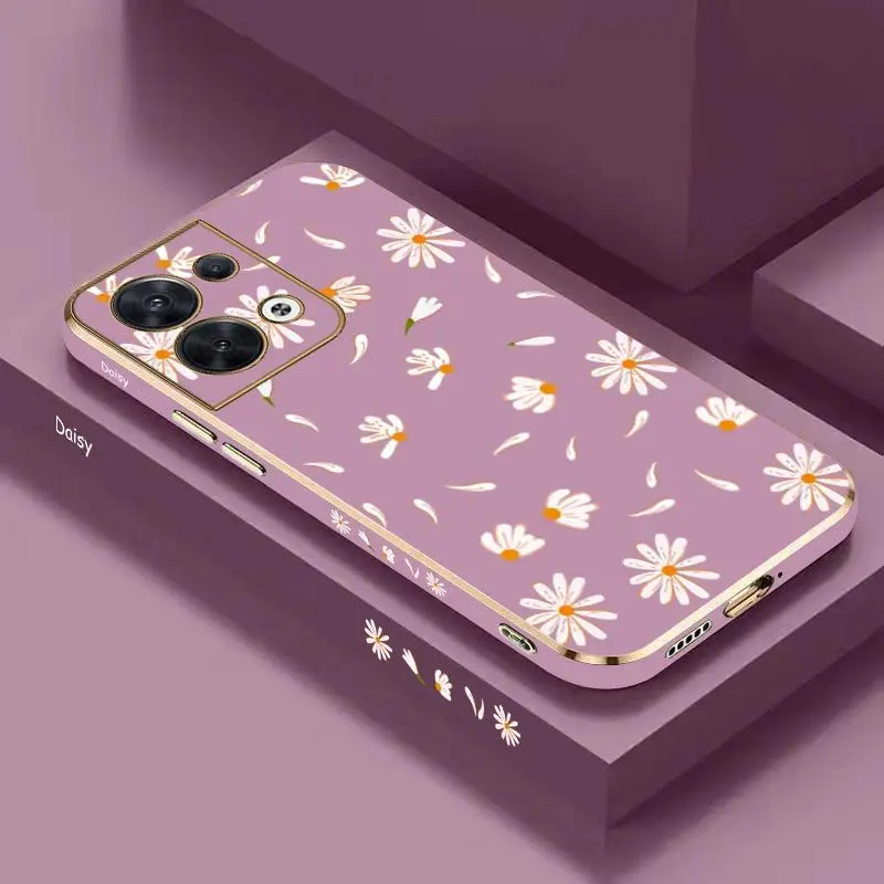 

Plain Daisies Luxury Plating Phone Case For OPPO Reno 8 8T 8 Pro 7 7Z 6 5 F19 F9 F9 Pro Cover