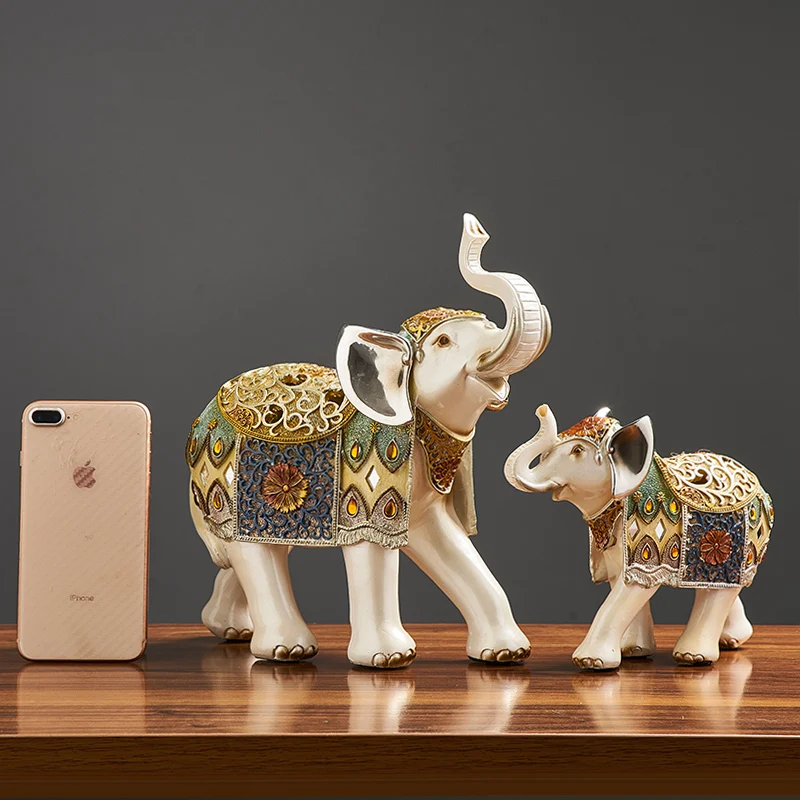 

Nordic Multicolored Elephant Resin Statue, Living Room Porch Office Bedroom Desktop Creative Decoration, Home Crafts Decoration