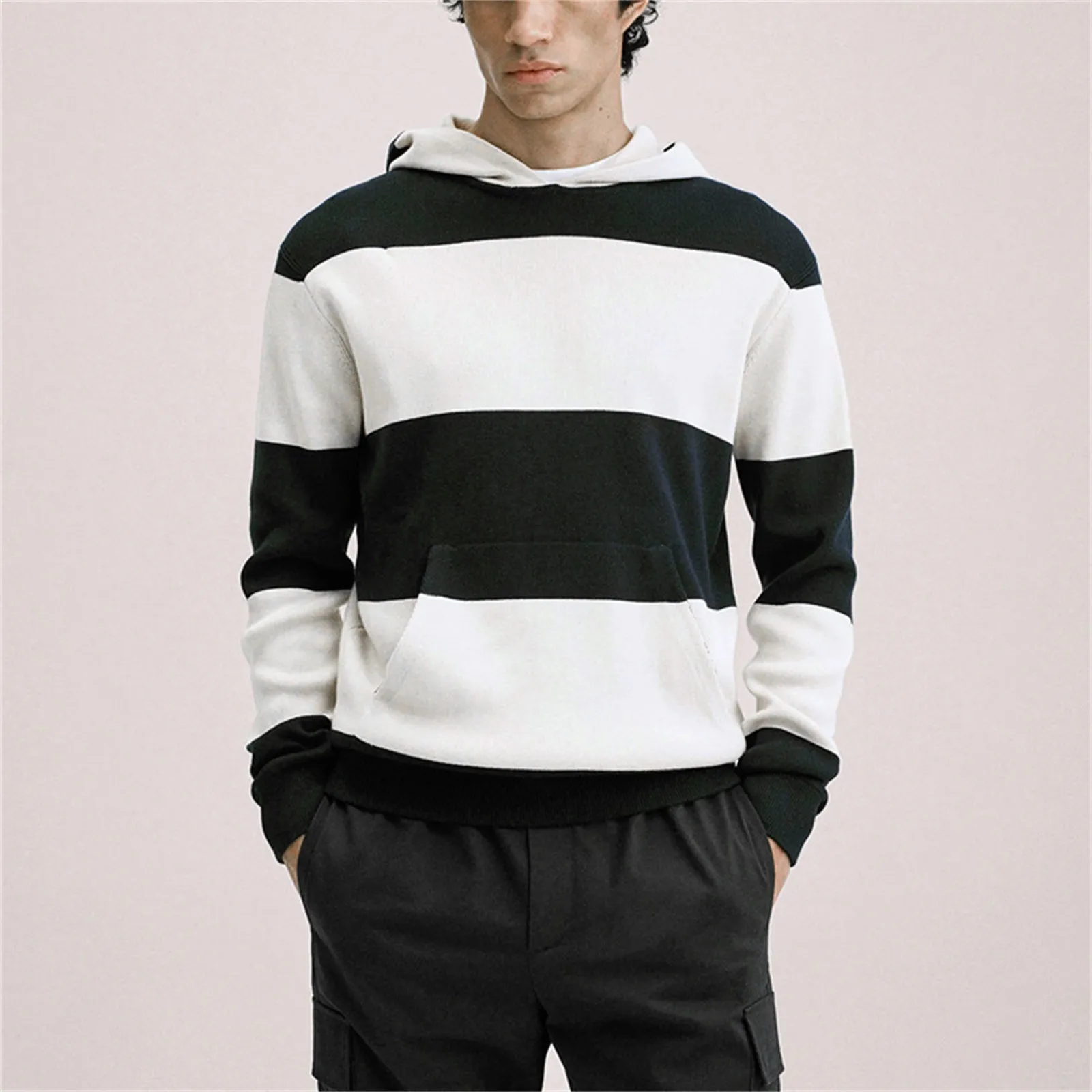Striped Knitted Hooded Sweetshirts Long Sleeve Oversize Sweater Casual Style Sweatshirts For Men Big Pocket Long-Sleeve Clothing 
Striped Knitted Hooded Sweetshirts Long Sleeve Oversize Sweater Casual Style Sweatshirts For Men Big Pocket Long-Sleeve Clothing