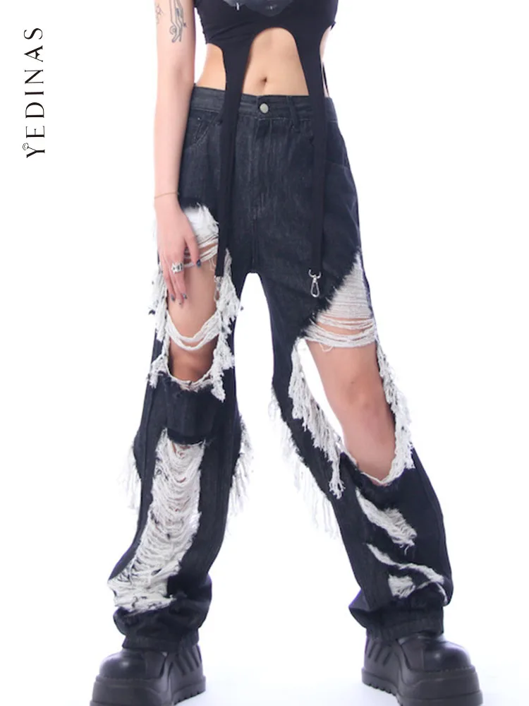 Yedinas американские ретро черные свободные джинсовые брюки свободного кроя с широкими штанинами, рваные джинсы для женщин Y2k
Yedinas американские ретро черные свободные джинсовые брюки свободного кроя с широкими штанинами, рваные джинсы для женщин Y2k