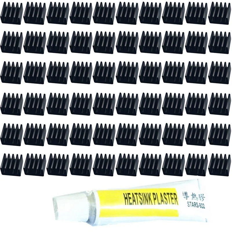 Black Mini Radiator Kit 60 Pcs 8.8X8.8X5mm Radiator and 1 Thermal Glue for Passive Cooling of Electronic Equipment
Black Mini Radiator Kit 60 Pcs 8.8X8.8X5mm Radiator and 1 Thermal Glue for Passive Cooling of Electronic Equipment