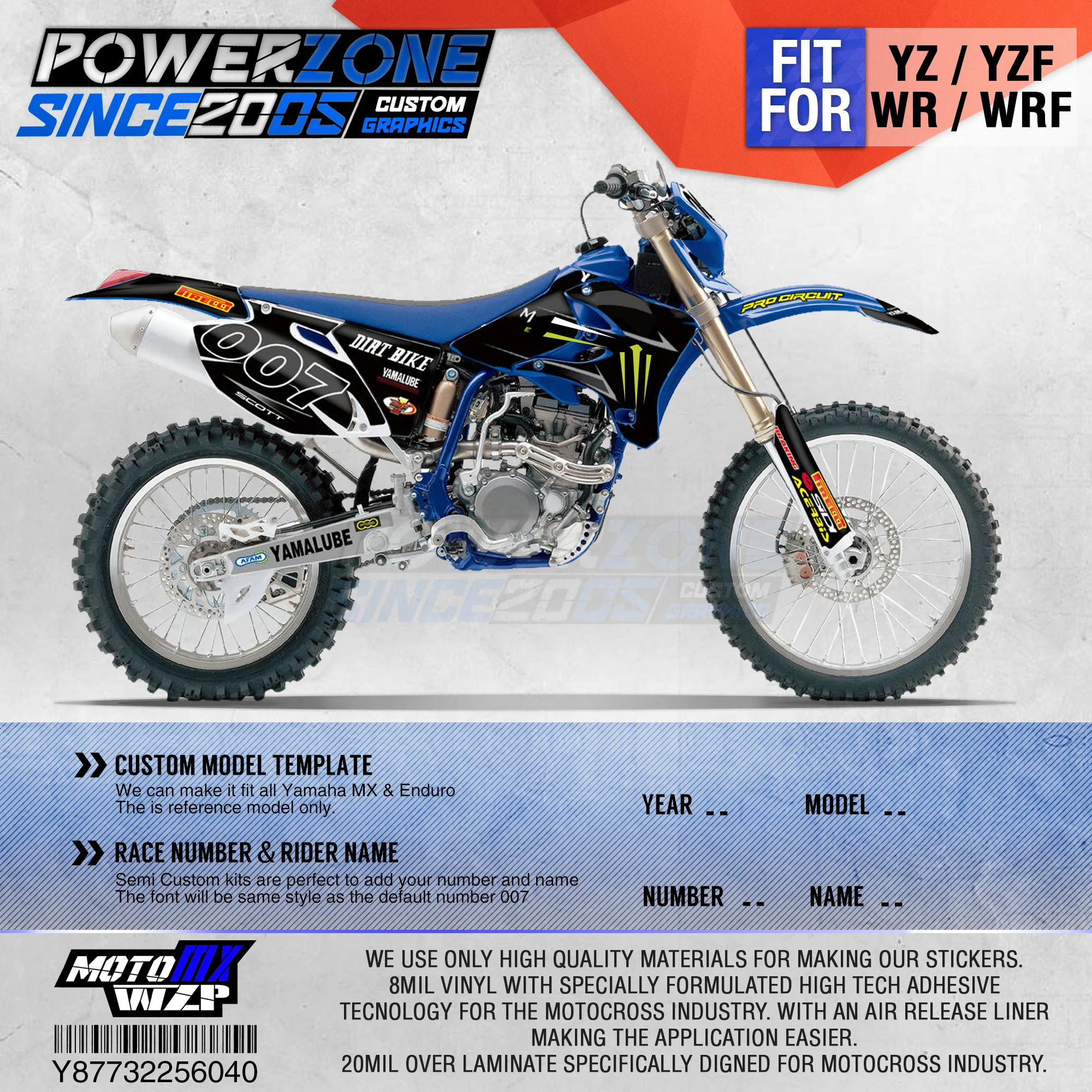 

PowerZone Team Graphics Backgrounds Decals 3M Stickers For YAMAHA YZF250/400/450/426 98-02 03-05 WRF250/400/426 98-02 03-06 040