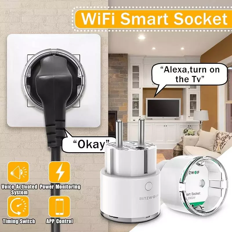 WiFi Smart Plug 16A EU Socket 220V Adapter Wireless Remote Control Smart Life APP Work for Google Home Alexa 
WiFi Smart Plug 16A EU Socket 220V Adapter Wireless Remote Control Smart Life APP Work for Google Home Alexa