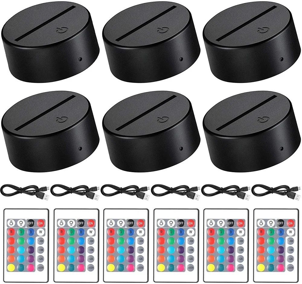 6pcs 3D Night LED Light Base 16 Colors LED Light Display Base with Remote Control and USB Cable, Christmas Decoration Light Base
6pcs 3D Night LED Light Base 16 Colors LED Light Display Base with Remote Control and USB Cable, Christmas Decoration Light Base