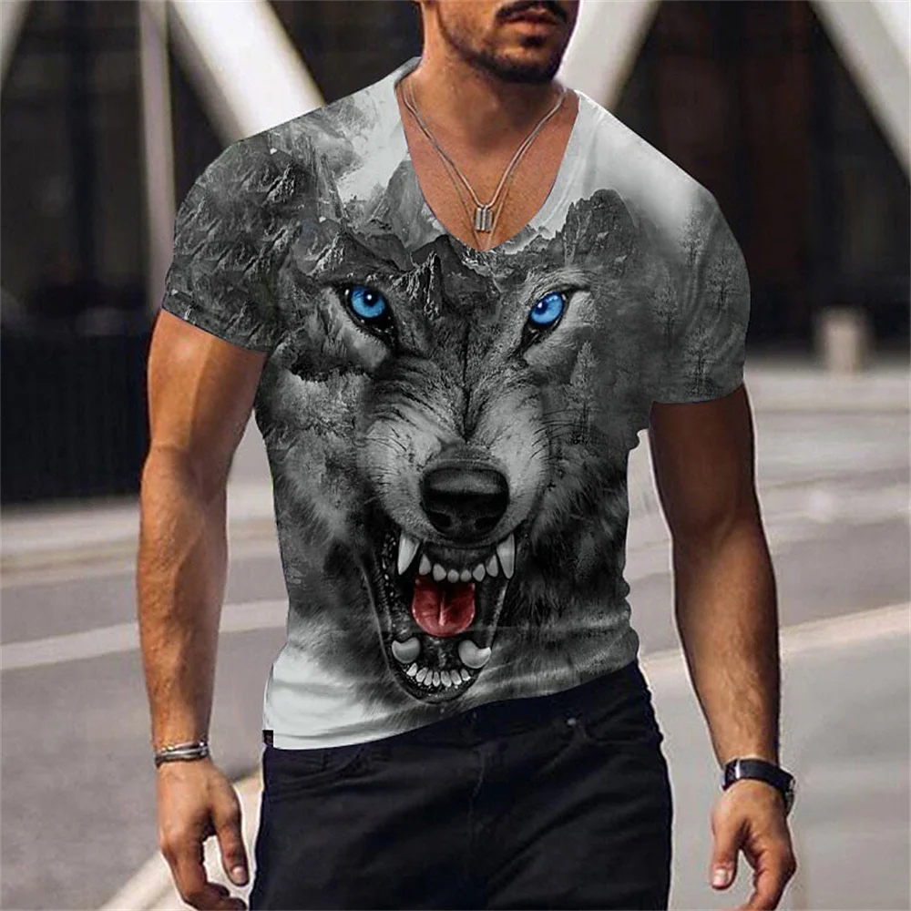 Animal Wolf Vintage Print Summer Men's V-Neck T-shirt Casual Short Sleeve Oversized Pullover Trend Tee Tops Fashion Men Clothing
Animal Wolf Vintage Print Summer Men's V-Neck T-shirt Casual Short Sleeve Oversized Pullover Trend Tee Tops Fashion Men Clothing