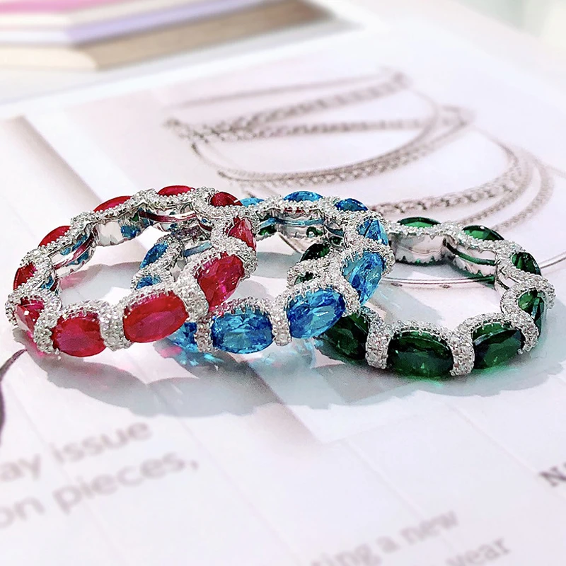 100% 925 Sterling Silver Sparkling Full High Carbon Diamond Synthetic Ruby Aquamarine Emerald Rings For Women Fine Jewelry
100% 925 Sterling Silver Sparkling Full High Carbon Diamond Synthetic Ruby Aquamarine Emerald Rings For Women Fine Jewelry