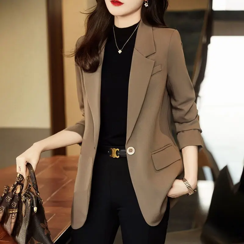 Women Suit Jacket Coat 2023 Spring and Autumn Korean Style One Button Casual Style Top with High Quality Long Sleeve Suit Female
Women Suit Jacket Coat 2023 Spring and Autumn Korean Style One Button Casual Style Top with High Quality Long Sleeve Suit Female