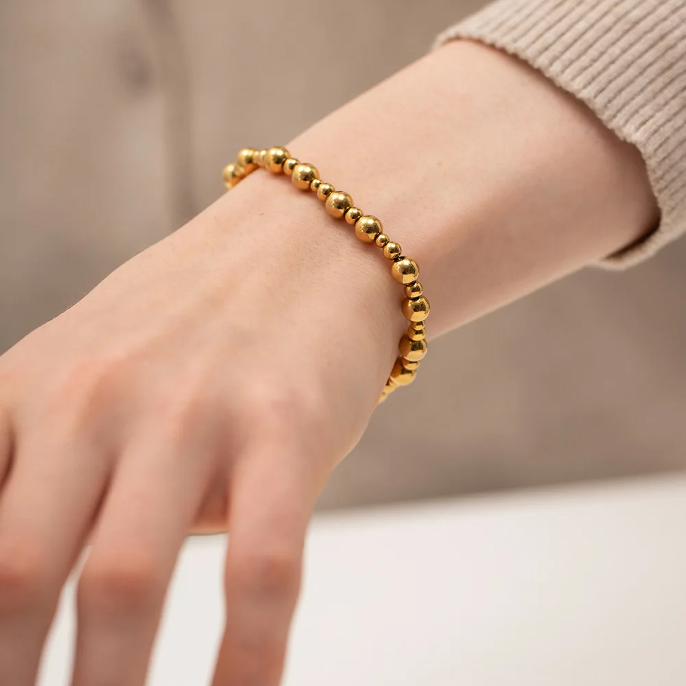 Stainless Steel PVD 18K Gold Plated Tarnish Waterproof Irregular Big Small Beads Bracelets For Woman Jewelry Wholesale INS
Stainless Steel PVD 18K Gold Plated Tarnish Waterproof Irregular Big Small Beads Bracelets For Woman Jewelry Wholesale INS