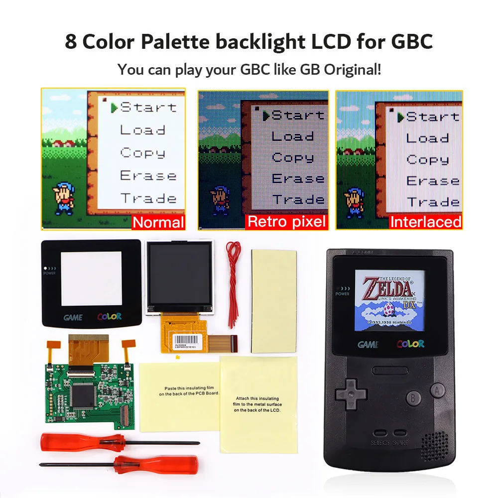 2.2 inches Retro Pixel Double Touch Version 8 Color Model LCD Screen Kits And Pre-cut Housing Shell Case For Game Boy Color GBC
2.2 inches Retro Pixel Double Touch Version 8 Color Model LCD Screen Kits And Pre-cut Housing Shell Case For Game Boy Color GBC