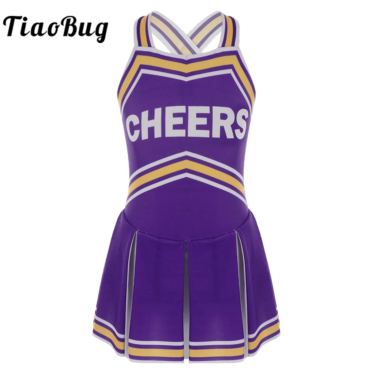 Kids Girls Cheerleading Uniform Dance Costume Striped Cheerleader Outfit Sleeveless Crisscross Back School Uniforms Dance Dress
Kids Girls Cheerleading Uniform Dance Costume Striped Cheerleader Outfit Sleeveless Crisscross Back School Uniforms Dance Dress