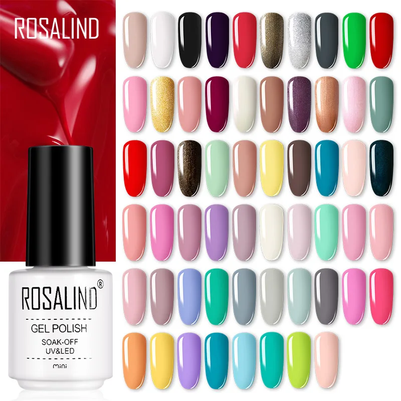 

ROSALIND 7ML 58 Colors Nail Gel Polish Need UV/LED For Nail Arts Varnish Semi Permanent Vernis Base and Top Coat Gel polish