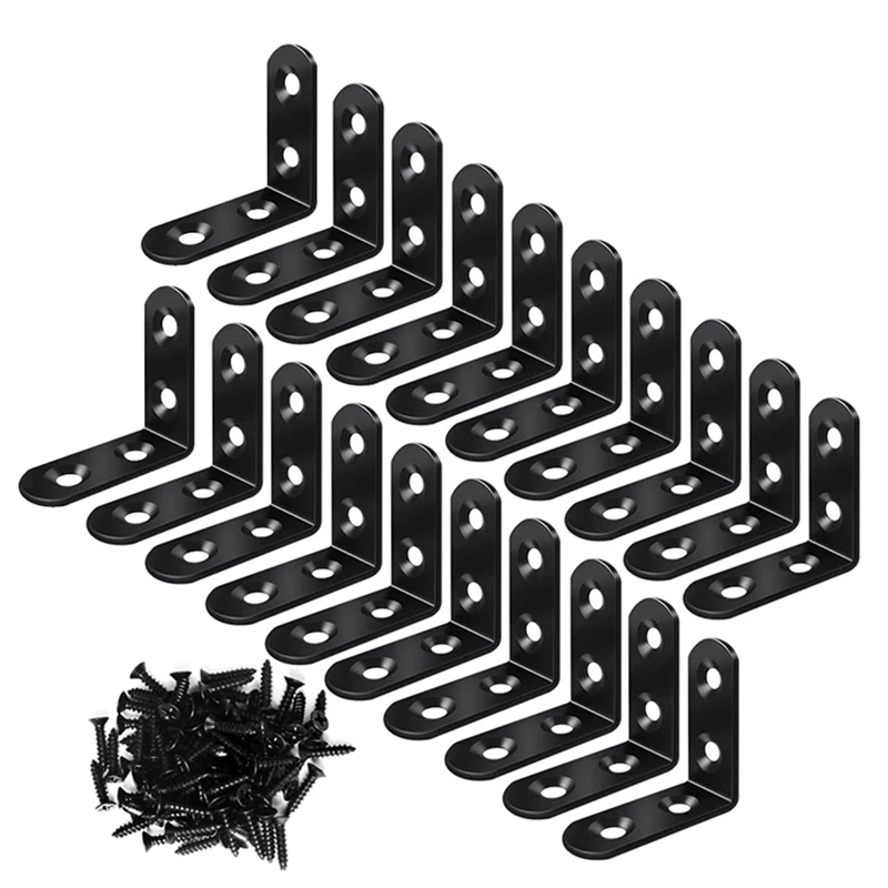20PCS L Bracket Corner Bracket, Steel L Brackets For Shelves, Metal Corner Brace For Wood Furniture Cabinet Black 
20PCS L Bracket Corner Bracket, Steel L Brackets For Shelves, Metal Corner Brace For Wood Furniture Cabinet Black