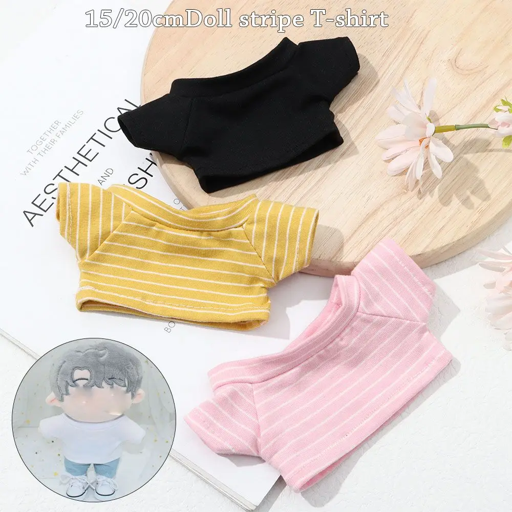 

Gift Toy Changing Dressing Game Playing House 20CM Doll T-shirt Stripes Short Sleeve Cotton Stuffed Idol Doll Clothes