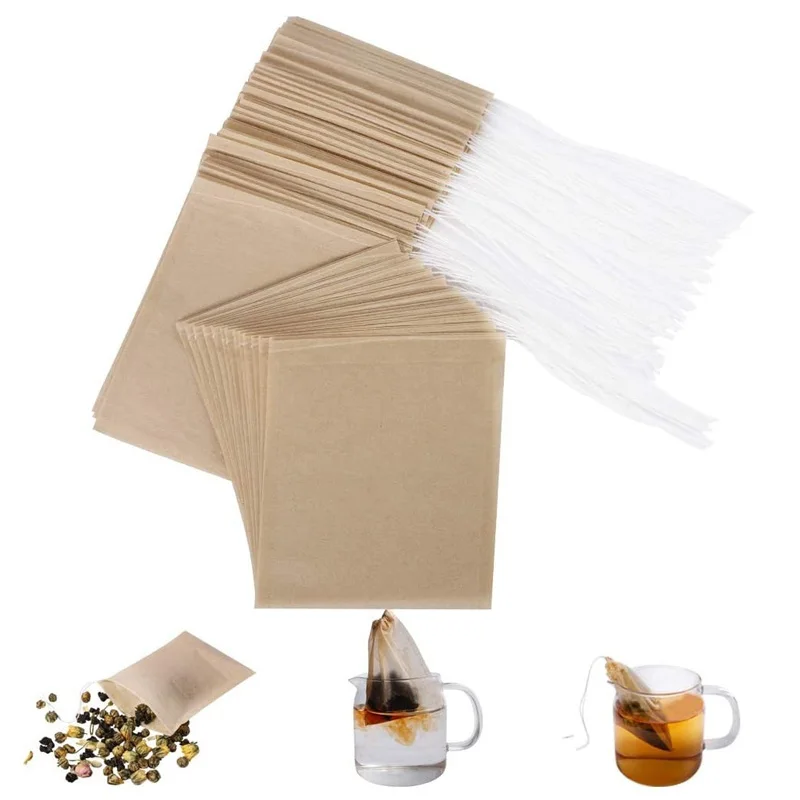 

Одноразовые чайные пакетики с фильтром для рассыпного чая, Биоразлагаемые неотбеленные пустые чайные пакетики с завязкой, 10000 шт.