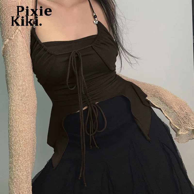PixieKiki Drawstring Asymmetrical Trendy Crop Top Halter Backless Shirt Brown Indie Aesthetic Street Tops Women Camis P84-BI21
PixieKiki Drawstring Asymmetrical Trendy Crop Top Halter Backless Shirt Brown Indie Aesthetic Street Tops Women Camis P84-BI21