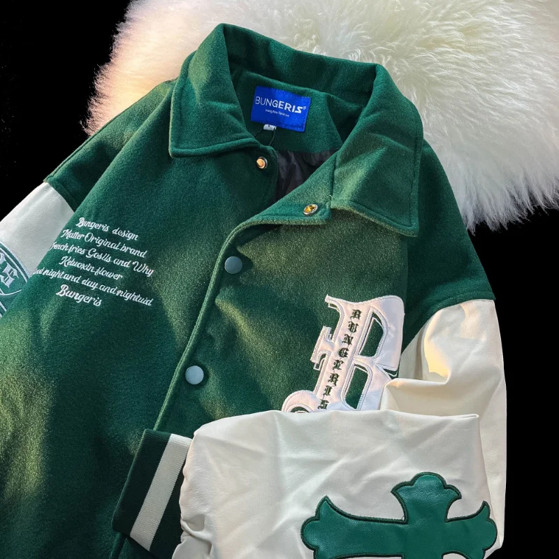 American retro design sense pu leather sleeves ins baseball uniform for mens and womens Y2K embroidery loose wild jacket jackets
American retro design sense pu leather sleeves ins baseball uniform for mens and womens Y2K embroidery loose wild jacket jackets