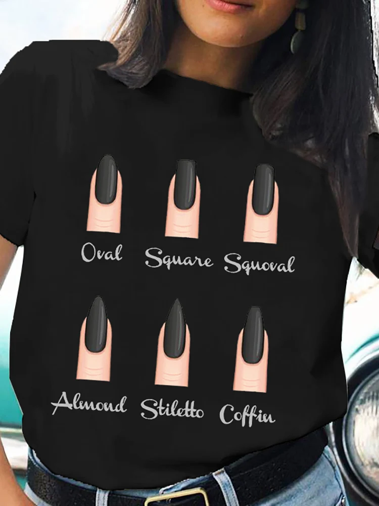 2022 Black White Summer T shirts Nail Shape Print Fashion Spring Letter Women Cartoon Short Sleeve Graphic Woman Tee T-Shirt
2022 Black White Summer T shirts Nail Shape Print Fashion Spring Letter Women Cartoon Short Sleeve Graphic Woman Tee T-Shirt