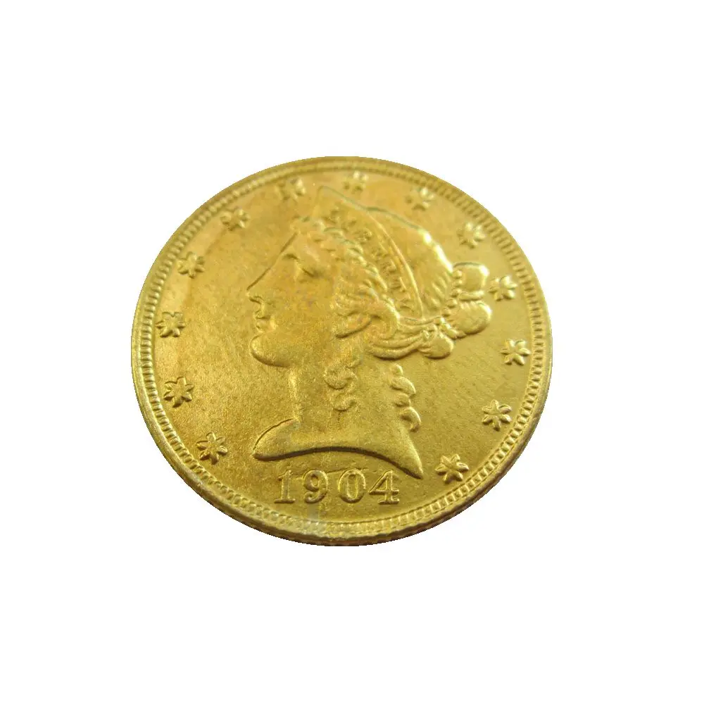 Копия монеты с головой свободы США 1904 P, S $5 позолоченные (половина Eagles)
Копия монеты с головой свободы США 1904 P, S $5 позолоченные (половина Eagles)