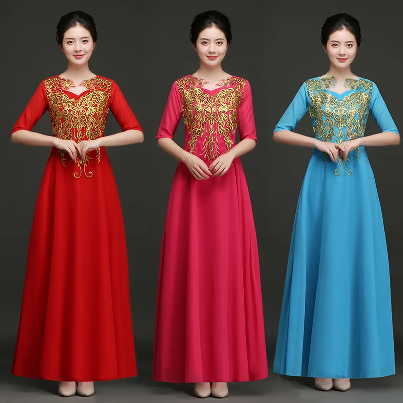 Big Choir Performance Dress Female Elegant Modern Red Song Contest Dress Long Skirt Adult Host Evening Dress Long Style
Big Choir Performance Dress Female Elegant Modern Red Song Contest Dress Long Skirt Adult Host Evening Dress Long Style