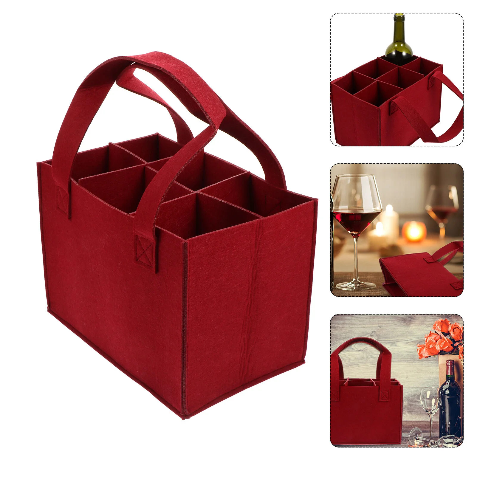 

Bags Portable Felt Travel Carry On Bag Bags Bottle Wrap Carrier Bags Champagne Tote Bag for Wedding Birthday Party Supplies Red