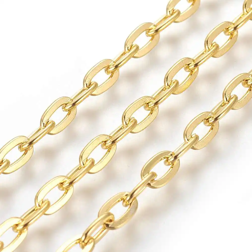 2m Iron Cable Chains Unwelded Flat Oval Links For Fashion Women Necklace Bracelet Diy Jewelry Making Accessories 7x5.1x1.2mm
2m Iron Cable Chains Unwelded Flat Oval Links For Fashion Women Necklace Bracelet Diy Jewelry Making Accessories 7x5.1x1.2mm