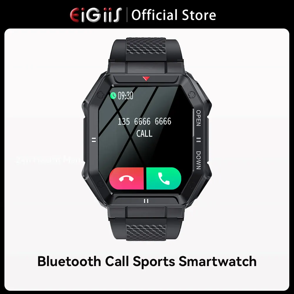 

EIGIIS 1,85 ''HD военные смарт-часы для мужчин Bluetooth вызов пульсометр обнаружение кислорода в крови спортивные умные часы для Android IOS